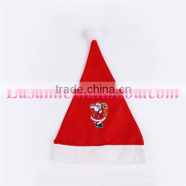 Christmas supplies cheap wholesale cute Santa Claus logo christmas hat plain 2015