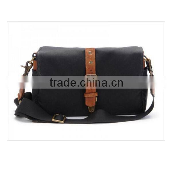 Tan Waxed Canvas Messenger Bag With Full-grain Leather