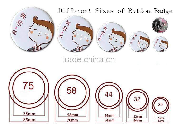 no moq free sample tin button badge with safety pin maker in China with cheap price and top quality for students and volunteers