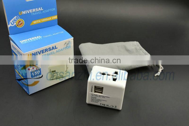 universal all travel charger ,2 port usb All in one universal international plug adapter 2 usb port