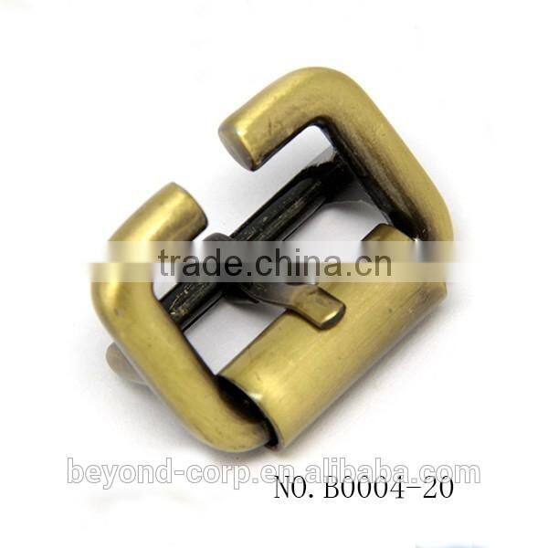 Brush burnish brass old brass handbag buckle with open ring and roller