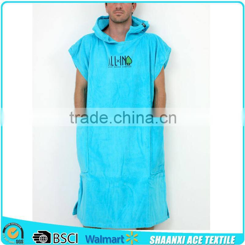 100% cotton terry cloth plain color super absorbent hooded surf poncho beach towel