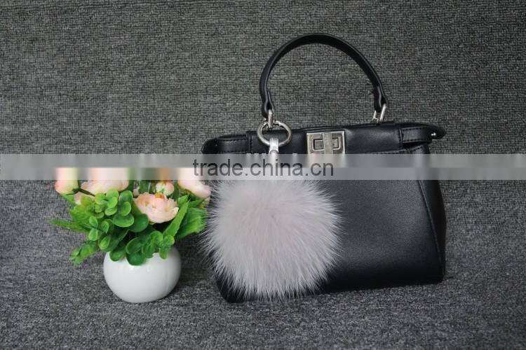 Real Natural Fox Fur Ball Pompom Keychain Hanging Accessory Pendant
