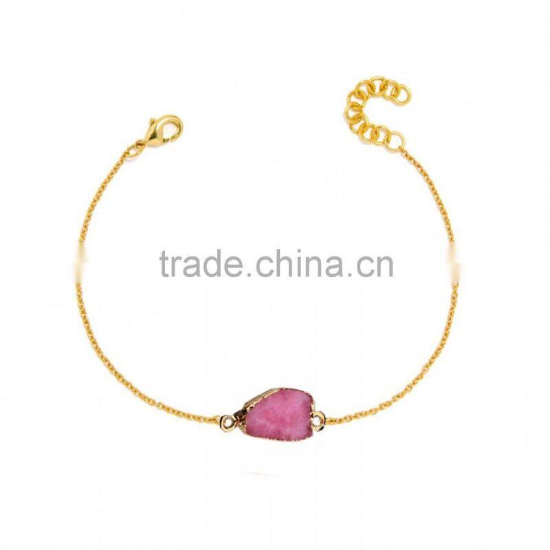 2016 Hot selling fashion rough natural stone bracelet green druzy beads bracelet