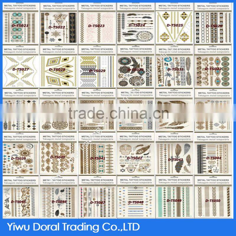 body metallic temporary bracelet tatoo/ gold chain metallic tattoo stickers for hands