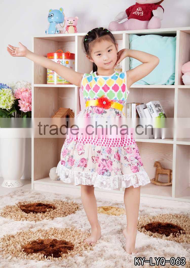 fashion dress for baby girl cotton dress with belt fashion wholesale spring cotton flower baby girl dress