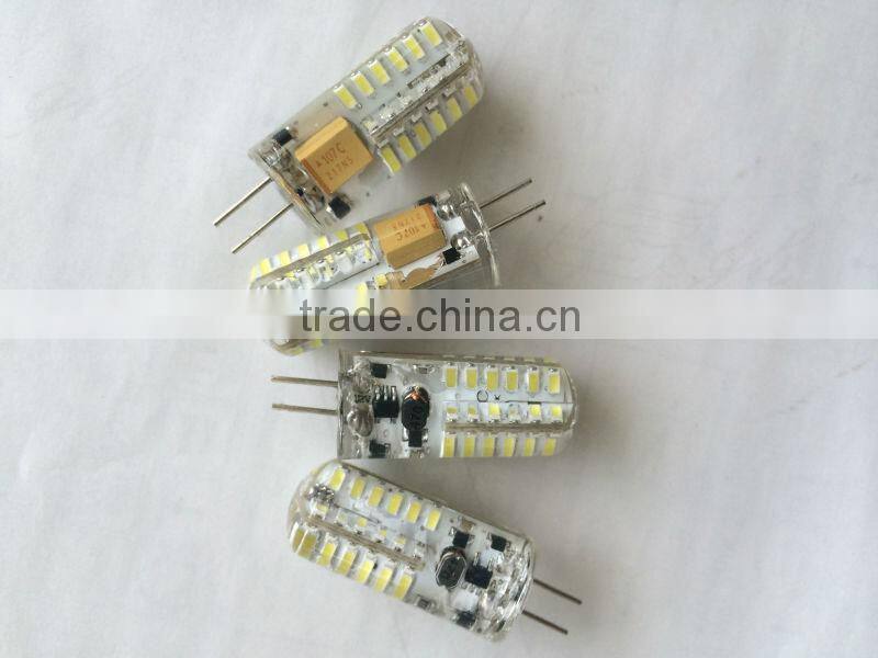 2014 hot selling!!! 10-12lm 48smd 3014 12v ac/dc current silicone G4 led light CE for Europe