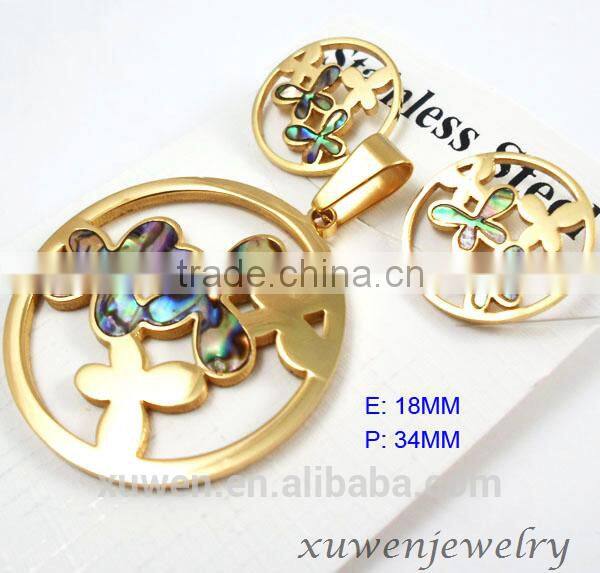 OEM owl animal shape gold plating jewelry set stainless steel