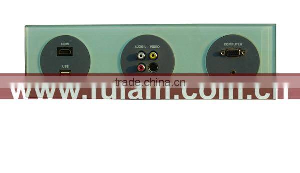 Aluminum Multimedia wall oulet connector with RCA VGA HDMI NET AV USB