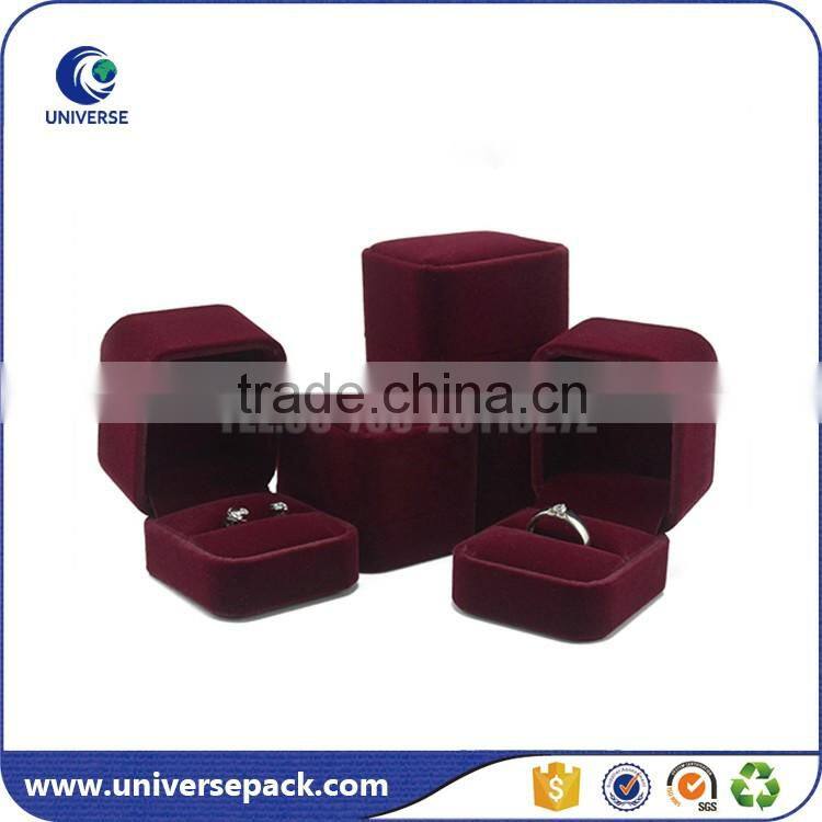 Red &Navy blue flocked jewelry boxes for export sale