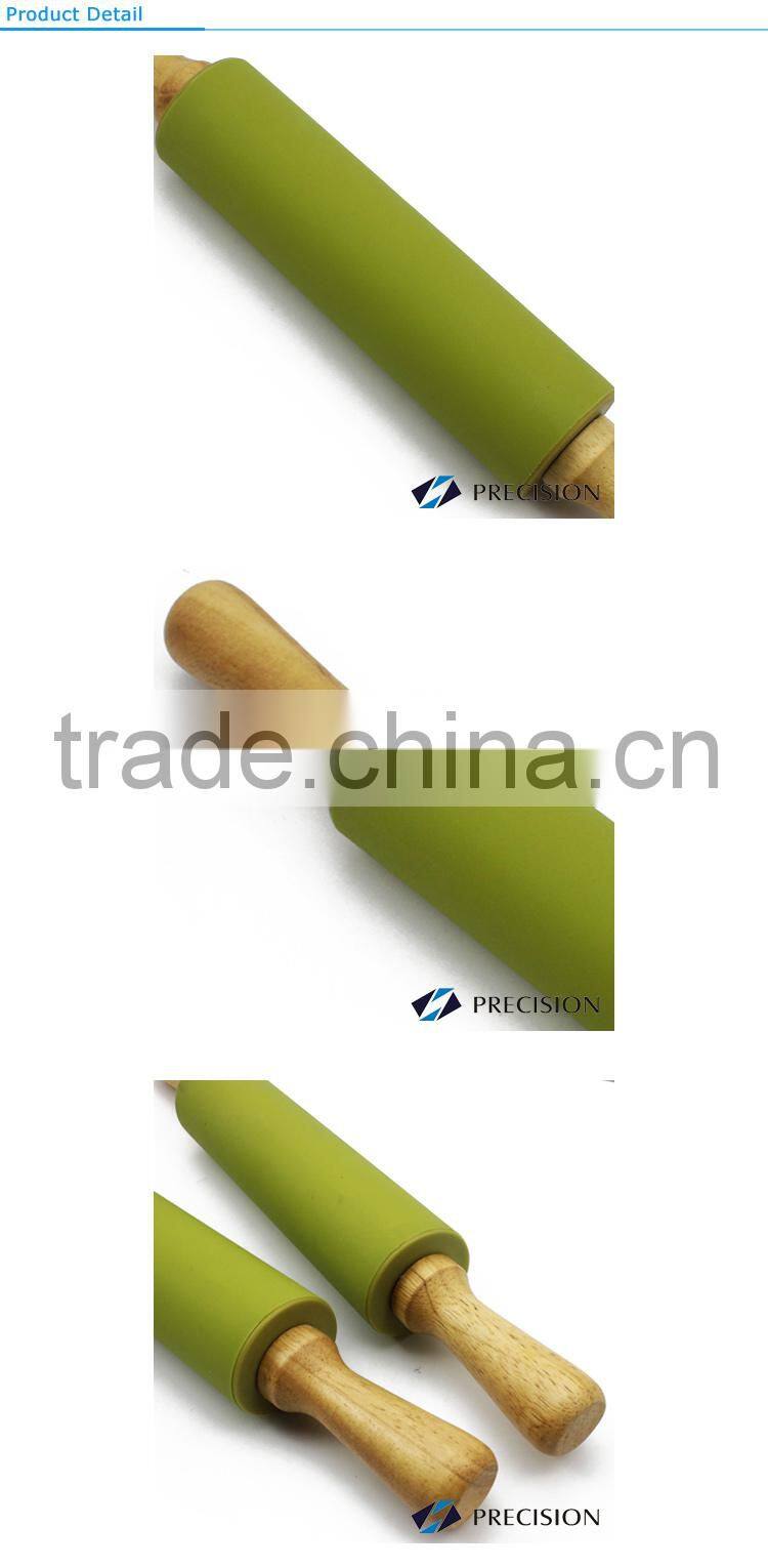 Silicone Rolling Pin with Wood Handle