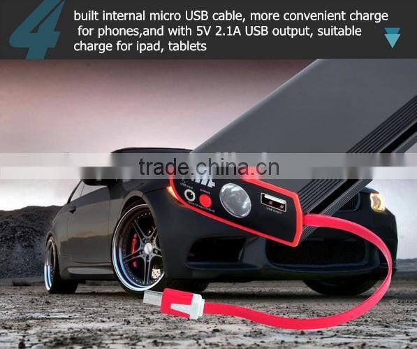 12V Portable Car Jump Starter with Power Bank with Internal Usb Phone Charge Cable
