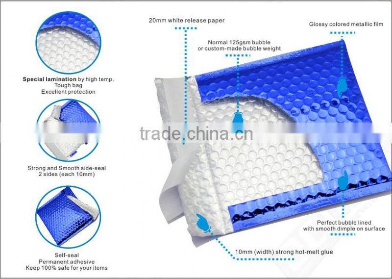 Pink metallic foil Bubble Mailer with Custom Printing