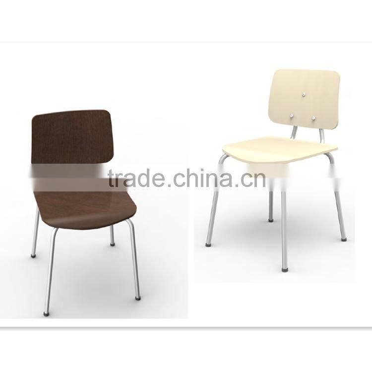 Stackable wooden and metal frame dining chair HPL/Laminate seat and frame in powder coating