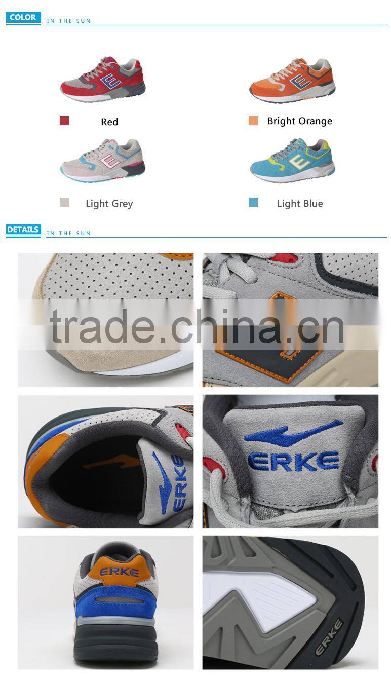 ERKE facrory drop shipping retro style brand suede girls sports shoes women running shoes