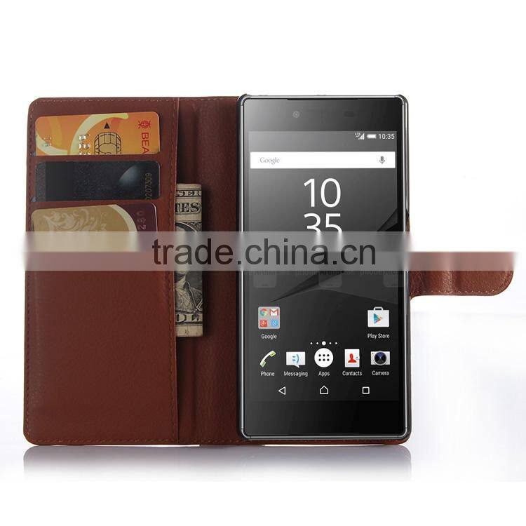 Hot! New! cell phone cover wallet leather with card slots stand flip mobile phone case for sony z5 premium alibaba china