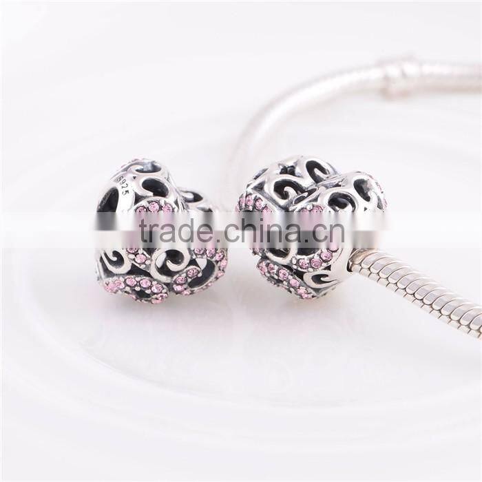 Newest High Quality Heart Shape Design S925 Charm Bead Bracelet