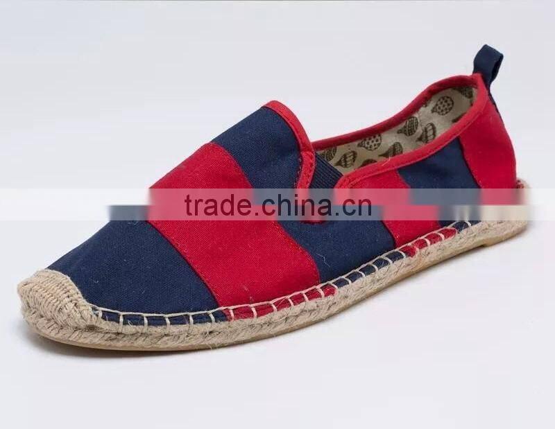 Latest canvas shoes for men espadrilles cheap wide stripe flat shoes