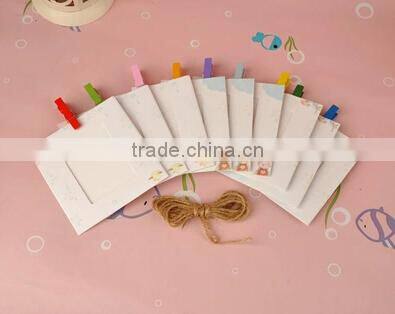 DIY Suspension Type Paper Frame Photo Wall With Hemp And Rope Clip-Set of 6 Pcs