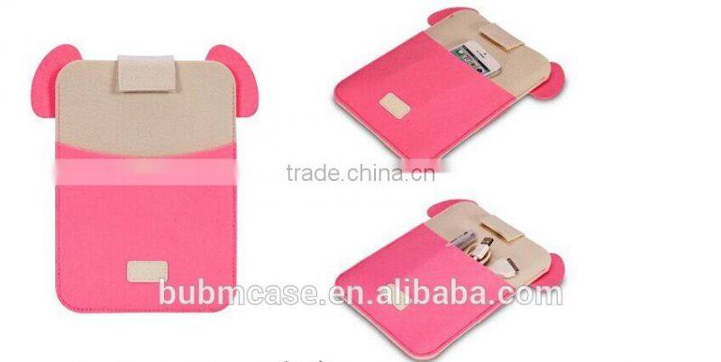 Red Color 7.9 inch Wool Felt Tablet Case Cute Cartoon Pig Bag Tablet Sleeve Tablet Pouch