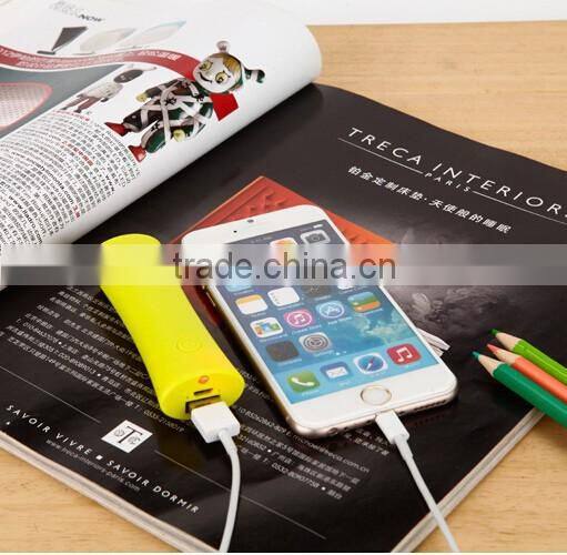Multi color 2600mah mobile power bank flash light ,led torch light portable power bank