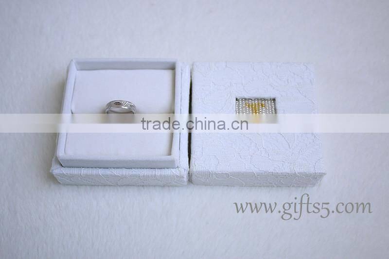 Unique engagement ring boxes with beaded name plate of I