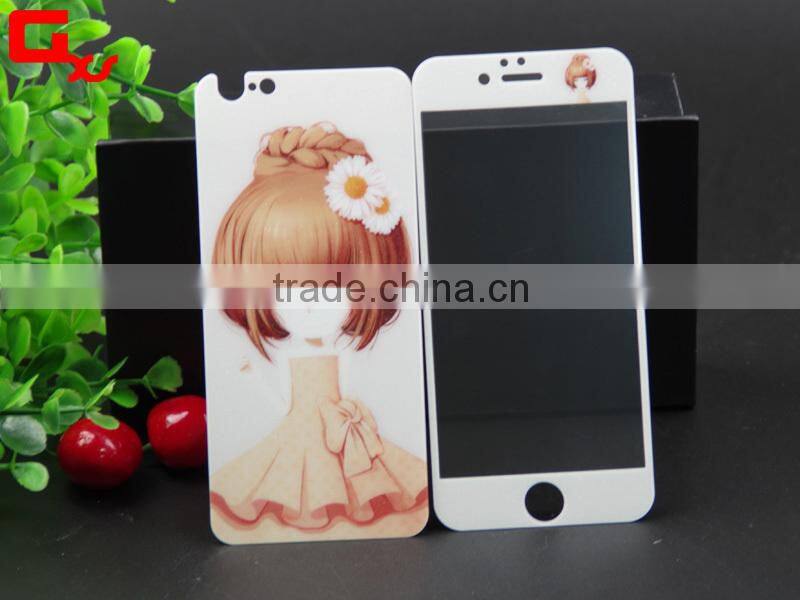 beautiful cartoon mobile phone protective case front and back tempered glass screen protector for iphone 5