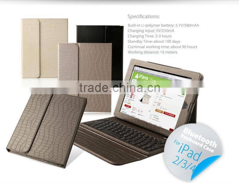 2013 New Tablet Bluetooth Keyboard with Stand Leather Cover for new iPad