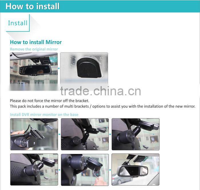 Latest Car Dual Camera DVR Digital Video Rearview Mirror Recorder Gps Tracker and Adjustable guide line