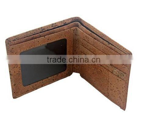 Wholesale cork vegan wallet with ID window and rfid for men