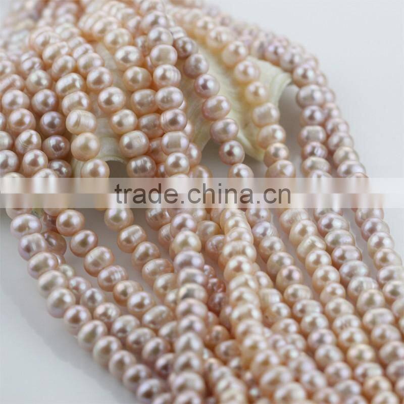 pink lavendar color potato shape A grade rings 8-9mm natural color pearl strand