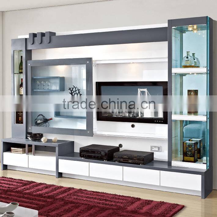 Modern design wall units designs in living room 204B# led tv wall unit