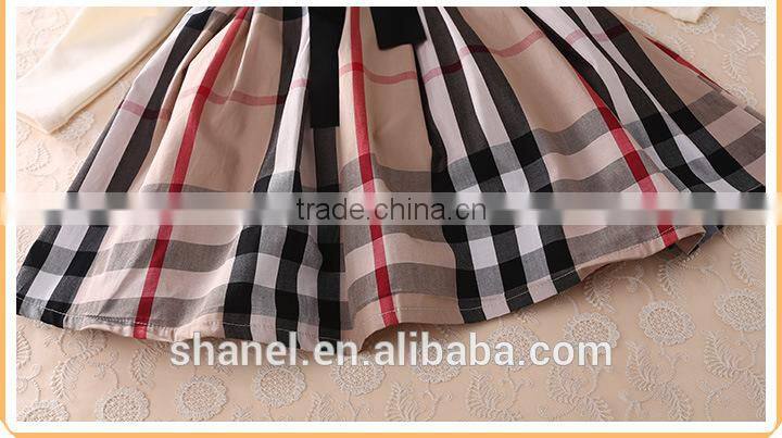 New arrival 2015 Autumn/Winter long sleeve girls plaid dress princess dress