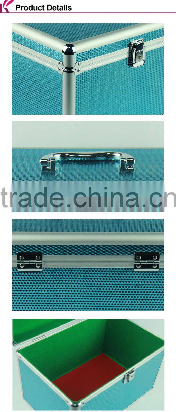 Multi Purpose Aquamarine Grid Pattern Lacquer Box Of Jewelry