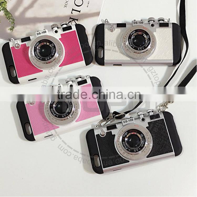 Creative 3D Camera Design Combo Hard PC Shell Dual Layers Mobile Phone Case Silicone TPU Phone Case for iphone 6 6s plus