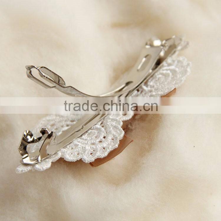 MYLOVE fashion bow barrette with white lace vintage hair jewelry