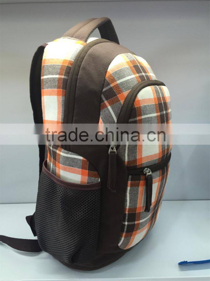 2016 fashion & concise plaid sport backpacks for outdoor activities,brown,YX-SP-04