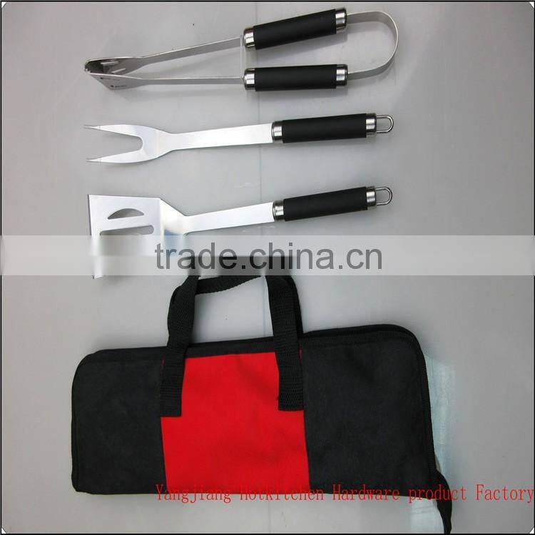 3PC best BBQ Tools set with PP handle in oxford bag