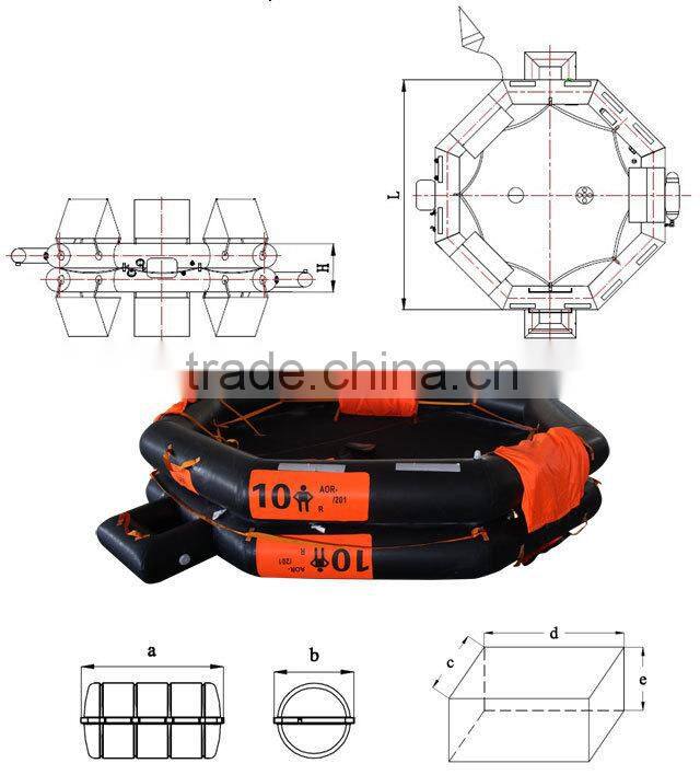 Open-Reversible Inflatable Liferaft 10p/ Solas standard custom inflatable life raft (EC certificate)