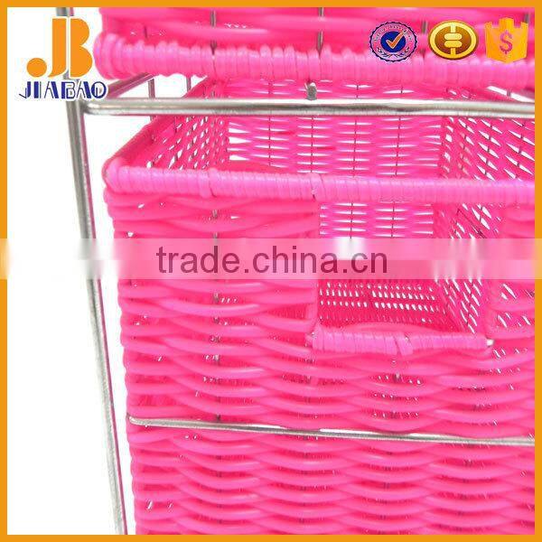 Plastic rattan pink storage cabinet