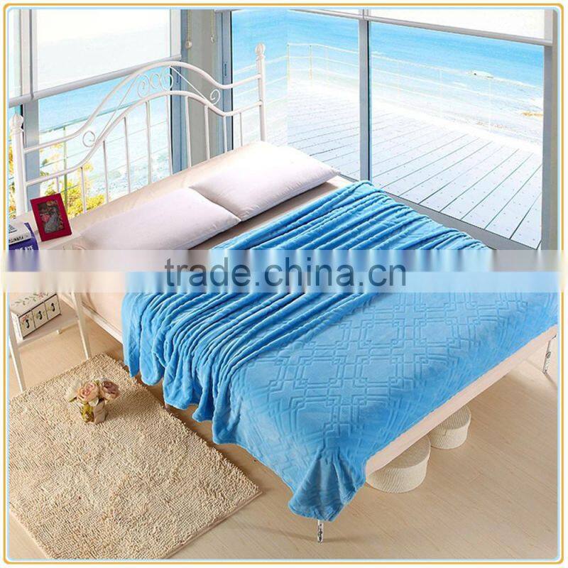 Bedding Extra Soft Flannel Fleece Blanket Lightweight Thickening Throw/Bed Blanket Pure Color Blanket Sky Blue
