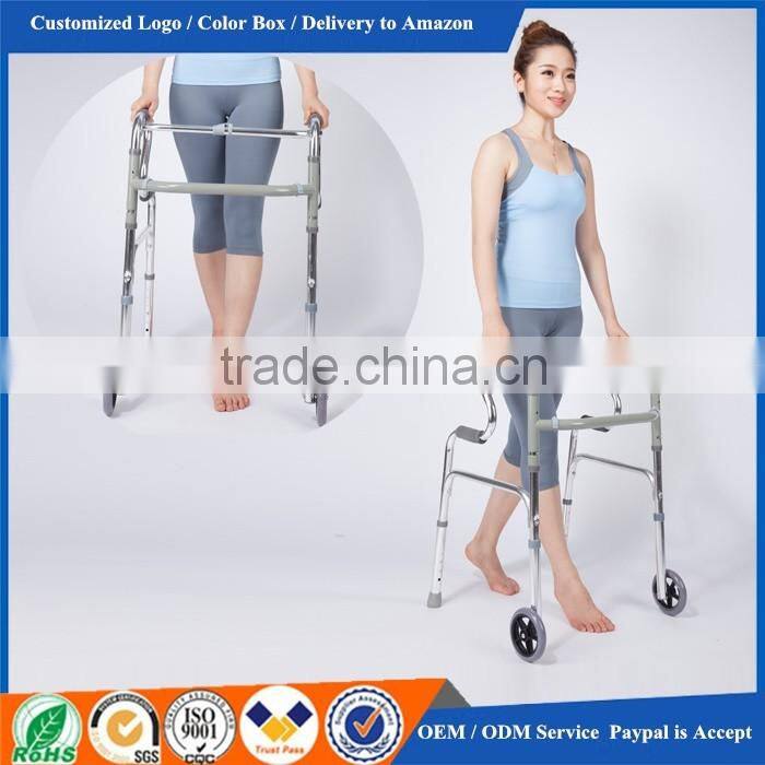 Aluminum folding old people walker walking aids for disabled adult walker