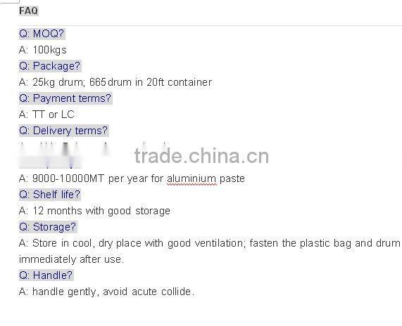 lowest price aluminum paste export to middle east