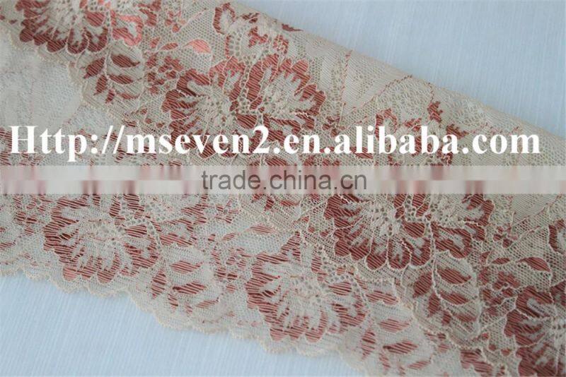 100% embroidery latest design in gold color fower elastic band lace frontal for dress