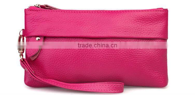 Wholesale Multifunction Women Ladies Genuine Leather Clutch Handbag Small Shoulder Bag Wallet Pouches Purse With Long Chain