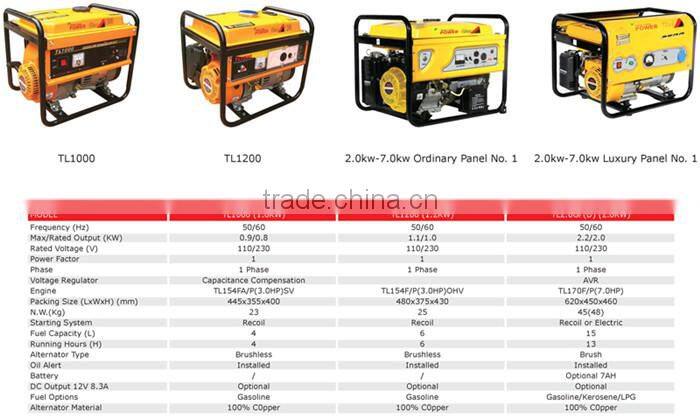 AC single phase 220v ~ 380v gasoline portable generator 2000w for sale