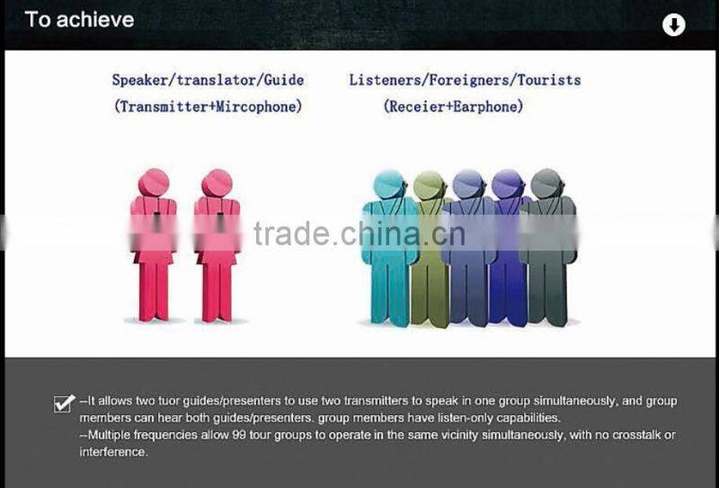 YUMO two presenter / one way / one or tow transmitters wireless tour guide system assisted listening systems