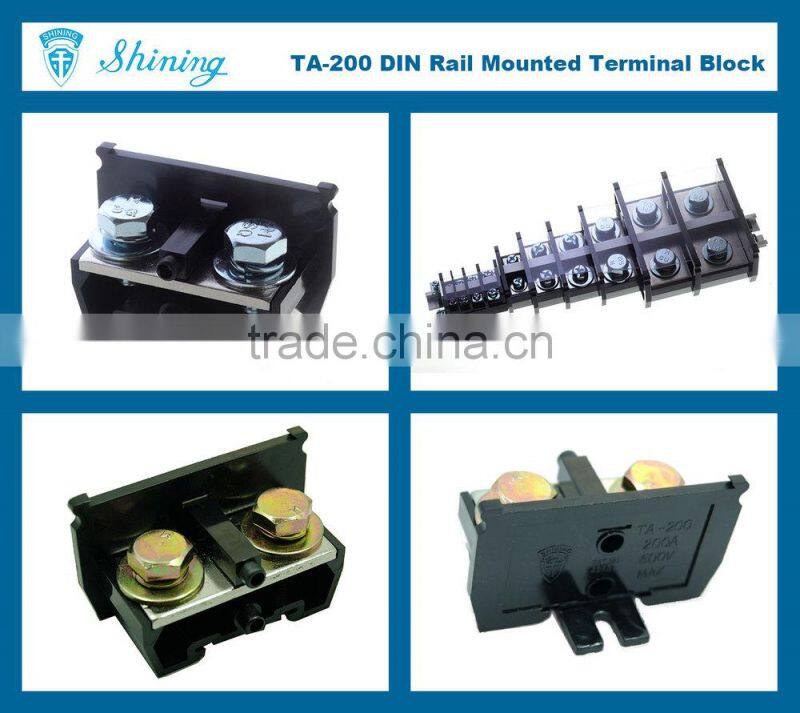 TA-200 35mm Din Rail 600V 200 Amp Bus Bar Terminal Block Connector
