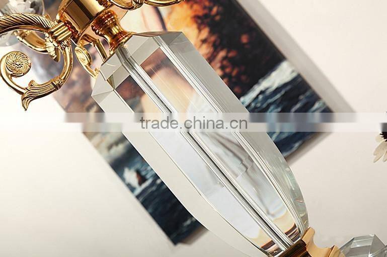 Four heads clear crystal table lamp with lampshade