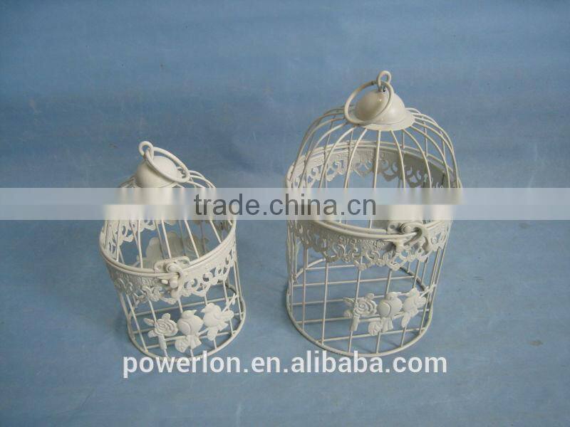 2014 NEW design Elegant patio decoration metal S/2 bird cage flower holder